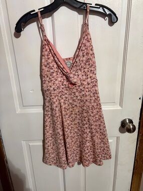 Blue Rain Pink Floral Wrap-Style Sundress